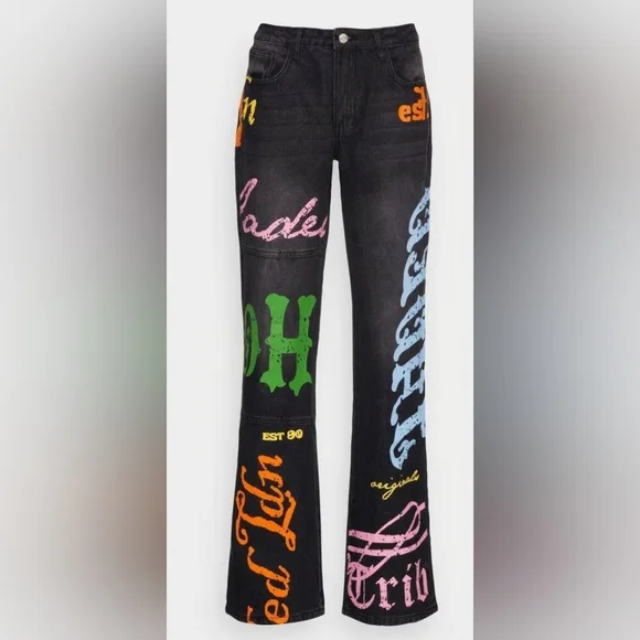 パンツ Jaded London Honey Print Low Rise Jeans Petite Honey Bum Print Low Rise Jeans | Parallel